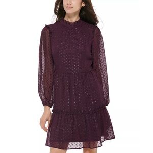 Women's Glitter Dot Chiffon Fit & Flare Dress